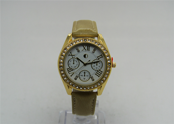 セリウム SR626SW 23K の金の女性腕時計は偽造品の 3 目のダイヤルが付いている合金を亜鉛でメッキします
