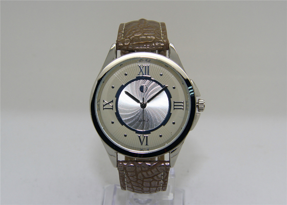 防水男女兼用の革バンド水晶腕時計のアナログのデジタル腕時計