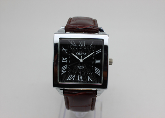 正方形の紳士の腕時計のアナログの合金の革バンド ローマ数ダイヤル
