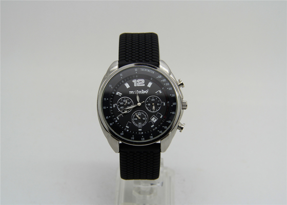 3ATM 防水日付のシリコーンの革紐が付いているスチール・ケースの腕時計