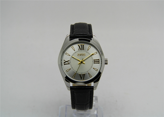 3ATM は真鍮メンズ茶色の革バンドの腕時計/大きい表面腕時計を防水します