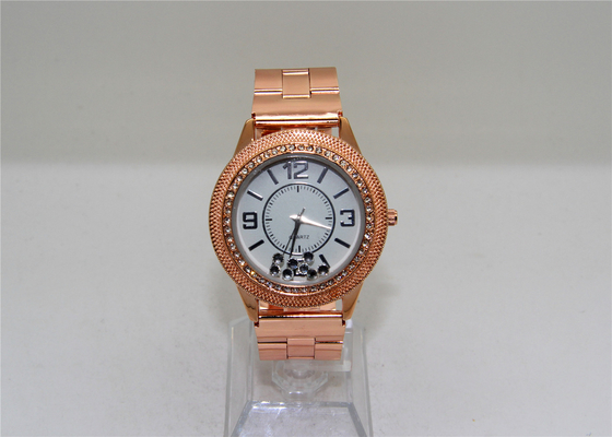 友好的な女性の エコ のための専門 18K ばら色の金のダイヤモンドの水晶腕時計